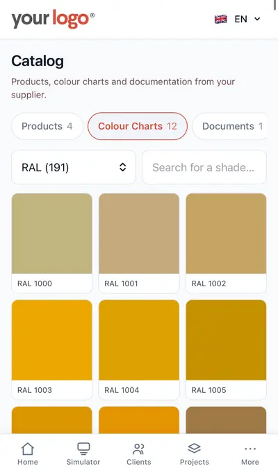 Catalogue and colour charts